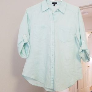 Mint green Express button down shirt